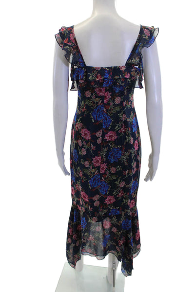 Wayf Women's Scoop Neck Ruffle Sleeveless Asymmetrical Hem Floral Dress Size S
