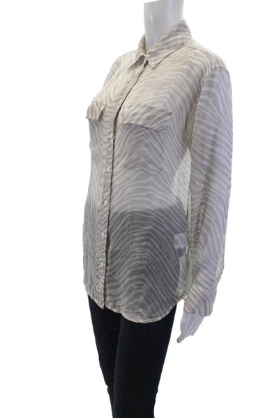 Equipment Femme Women's Long Sleeves Silk Button Down Shirt Gray Size XS