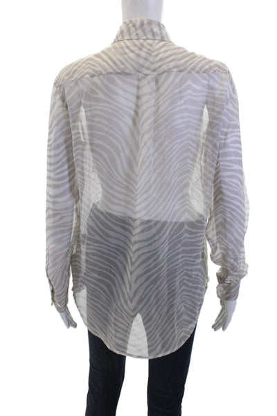 Equipment Femme Women's Long Sleeves Silk Button Down Shirt Gray Size XS