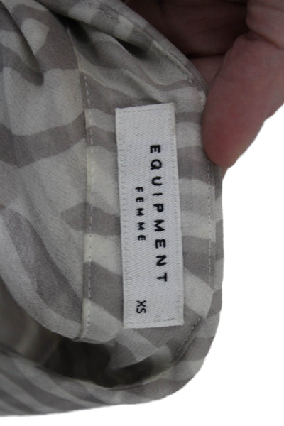 Equipment Femme Women's Long Sleeves Silk Button Down Shirt Gray Size XS