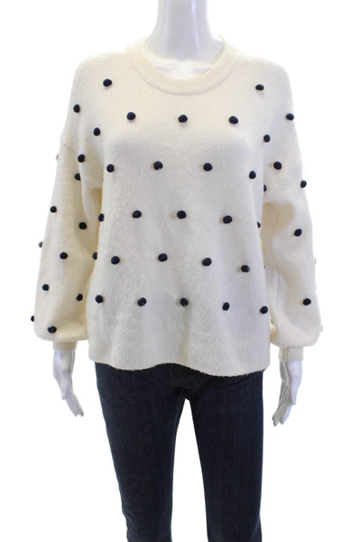 Madewell Women's Long Sleeves Pom-Pom Pullover Sweater Beige Size S