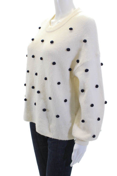 Madewell Women's Long Sleeves Pom-Pom Pullover Sweater Beige Size S
