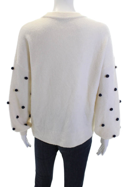Madewell Women's Long Sleeves Pom-Pom Pullover Sweater Beige Size S