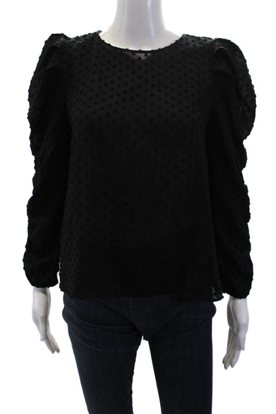 Zara Women's Long Sleeves Swiss Dot Blouse Black Size S