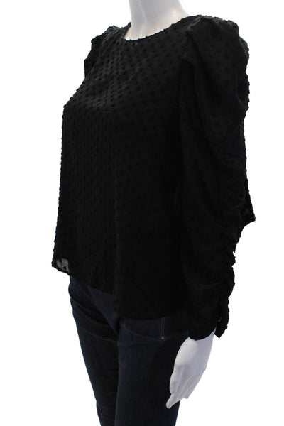 Zara Women's Long Sleeves Swiss Dot Blouse Black Size S