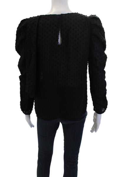 Zara Women's Long Sleeves Swiss Dot Blouse Black Size S