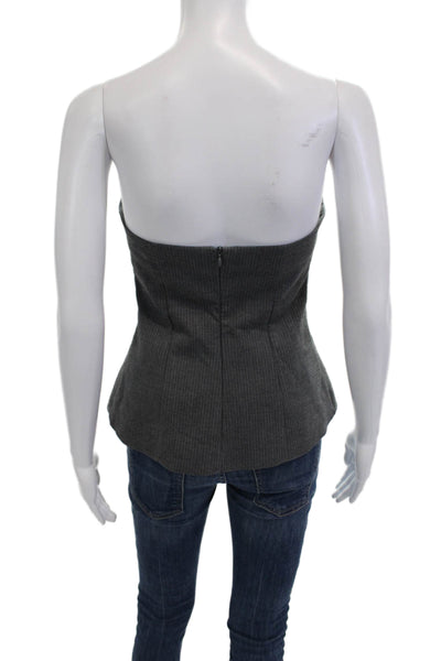 Zara Womens Striped Print Darted Sleeveless Tube Blouse Top Gray Size S