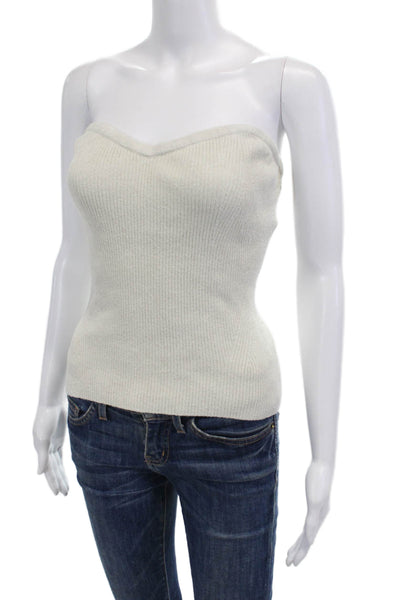 Allsaints Womens Strapless Knit Top White Size L