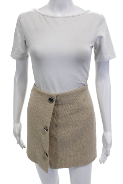 MNG Womens Cotton Mini Skirt Beige Size 10