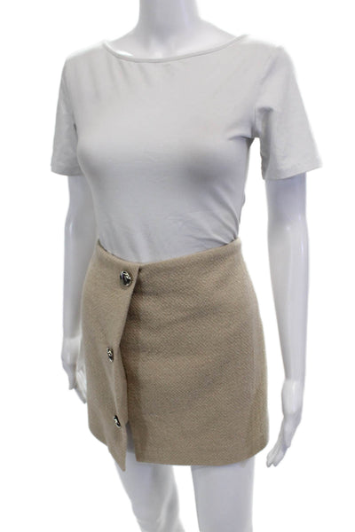 MNG Womens Cotton Mini Skirt Beige Size 10