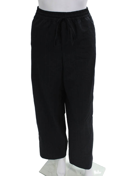 Zara Womens Striped Wide-Leg Pants Black Size M