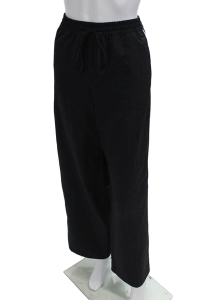 Zara Womens Striped Wide-Leg Pants Black Size M
