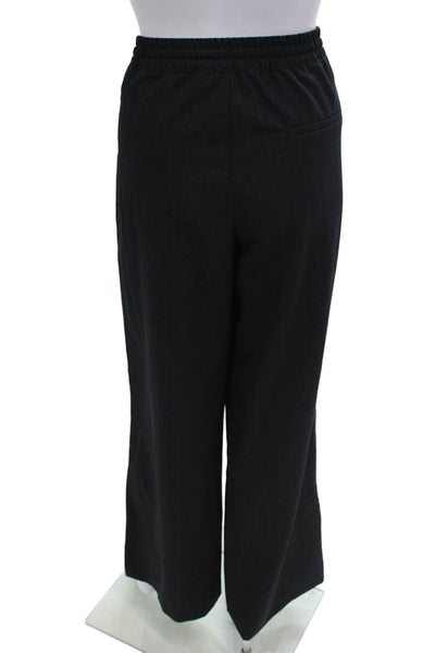 Zara Womens Striped Wide-Leg Pants Black Size M