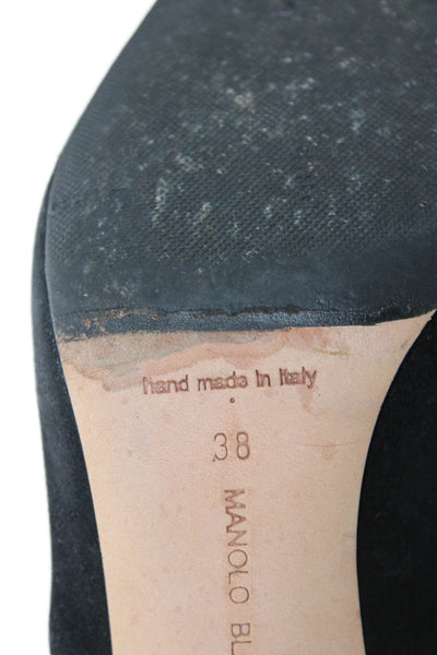 Manolo Blahnik Womens Ankle Boots Black Size 8