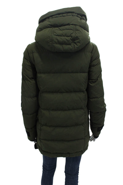 Moose Knuckles Women's Hood Long Sleeves Full Zip Puffer Coat Green Size S