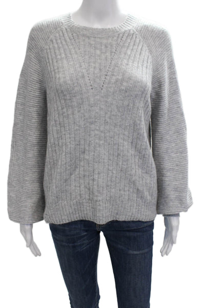 Simply Vera Vera Wang Womens Knitted Ribbed Sweater Pullover Top Gray Size XS