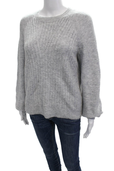 Simply Vera Vera Wang Womens Knitted Ribbed Sweater Pullover Top Gray Size XS