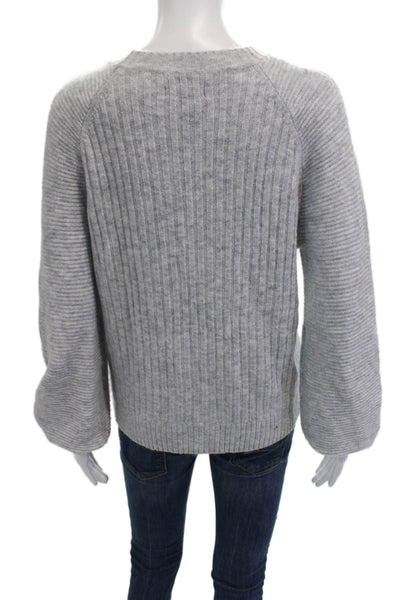 Simply Vera Vera Wang Womens Knitted Ribbed Sweater Pullover Top Gray Size XS