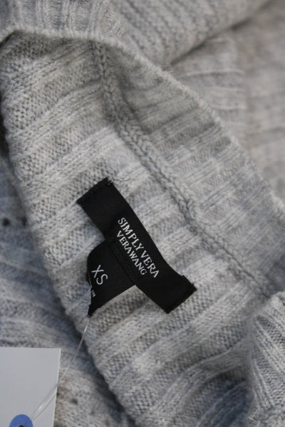 Simply Vera Vera Wang Womens Knitted Ribbed Sweater Pullover Top Gray Size XS