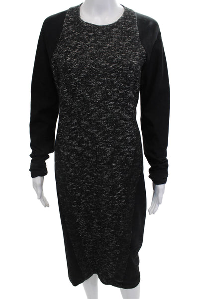 Donna Karan New York Women Sheath Sweater Dress Black Long Sleeve Midi Size 6