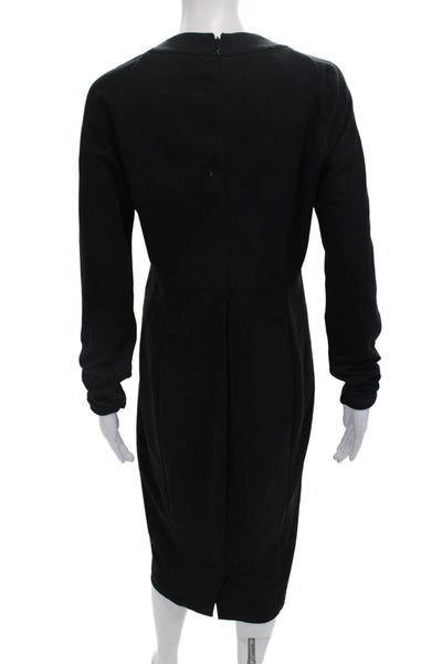 Donna Karan New York Women Sheath Sweater Dress Black Long Sleeve Midi Size 6