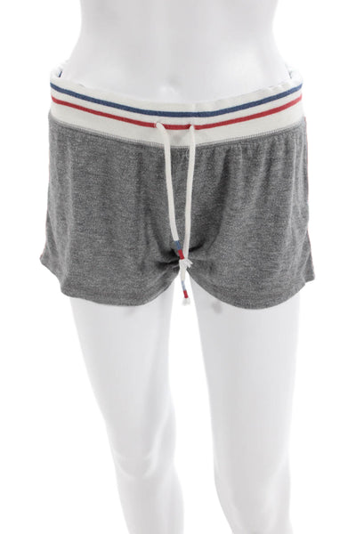 PJ Salvage Womens Cotton Drawstring Waist Striped Casual Shorts Gray Size S
