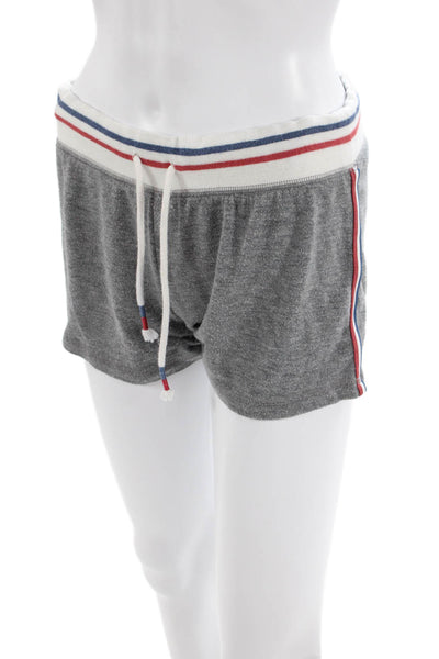 PJ Salvage Womens Cotton Drawstring Waist Striped Casual Shorts Gray Size S
