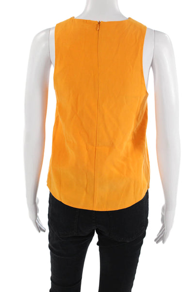 MNG Womens Pleated Detail Sleeveless Zippered Blouse Bright Orange Size XS