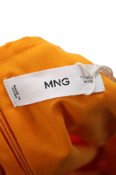 MNG Womens Pleated Detail Sleeveless Zippered Blouse Bright Orange Size XS