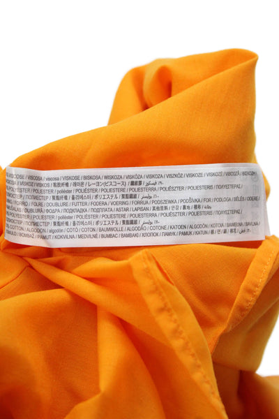 MNG Womens Pleated Detail Sleeveless Zippered Blouse Bright Orange Size XS