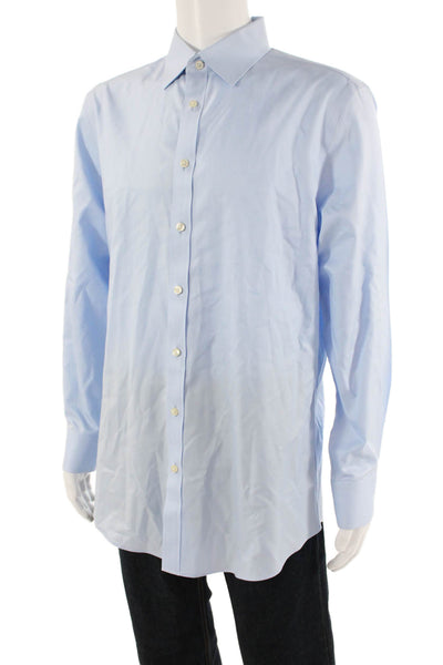 Charles Tyrwhitt Womens Cotton Collared Button Down Shirt Blue Size 16.5