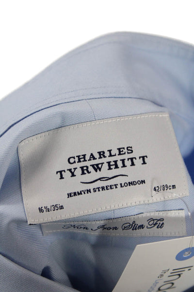 Charles Tyrwhitt Womens Cotton Collared Button Down Shirt Blue Size 16.5