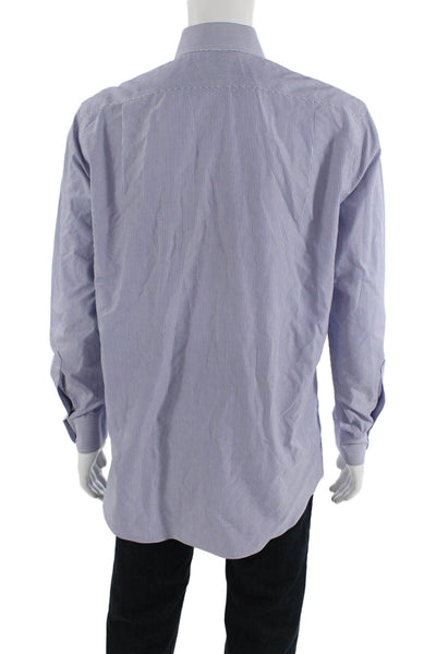 Charles Tyrwhitt Womens Collared Striped Print Button Down Shirt Blue Size 16.5
