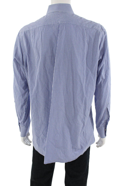 Charles Tyrwhitt Womens Gingham Print Button Down Collared Shirt Blue Size 17