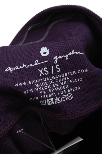 Spiritual Gangster Women's High Waist Full Length Sparkle Legging Purple Size XS
