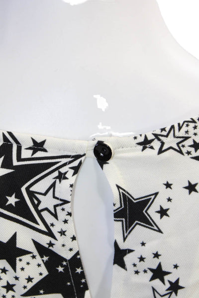 Elsy Couture Womens Star Print Belt Detail Long Sleeve Dress White Size 44