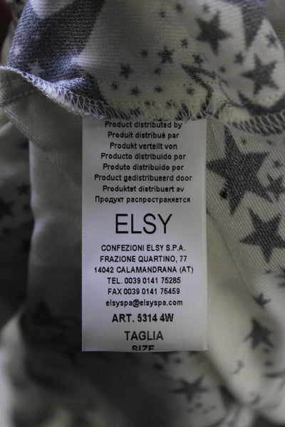 Elsy Couture Womens Star Print Belt Detail Long Sleeve Dress White Size 44