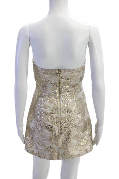 Alice McCall Womens Metallic Floral Strapless Mini Dress Beige Size 4