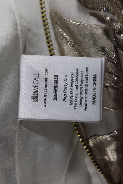 Alice McCall Womens Metallic Floral Strapless Mini Dress Beige Size 4