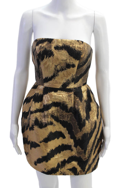 Parosh Womens Metallic Abstract Strapless Mini Dress Black Size XS