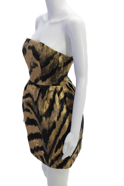 Parosh Womens Metallic Abstract Strapless Mini Dress Black Size XS