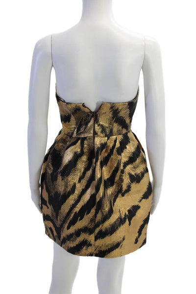 Parosh Womens Metallic Abstract Strapless Mini Dress Black Size XS