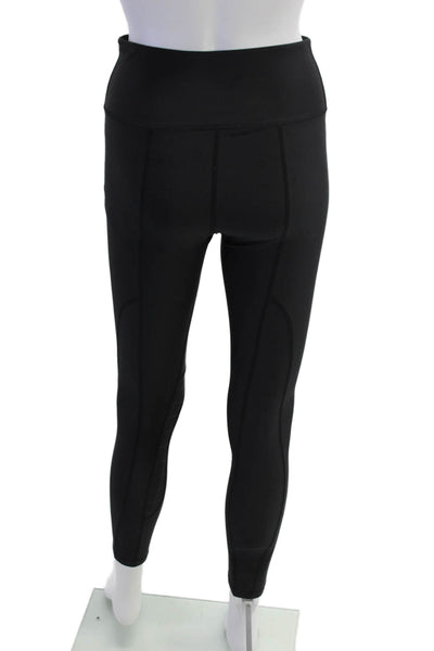 PE Nation Womens Solid Mid-Rise Activewear Leggings Black Size S