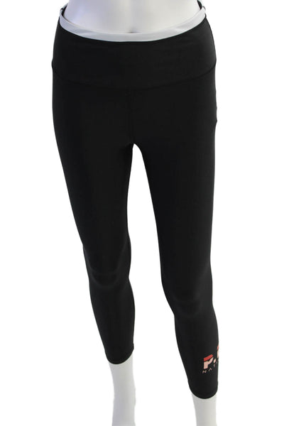 PE Nation Womens Stretch Mid-Rise Activewear Leggings Black Size S