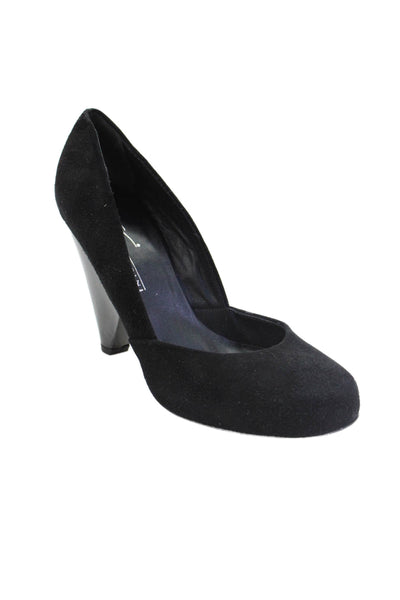 Vicini Womens Suede Blocked Heels Shoes Solid Black Size 9.5