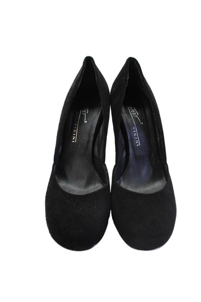 Vicini Womens Suede Blocked Heels Shoes Solid Black Size 9.5