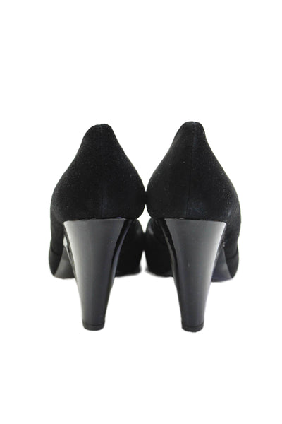 Vicini Womens Suede Blocked Heels Shoes Solid Black Size 9.5