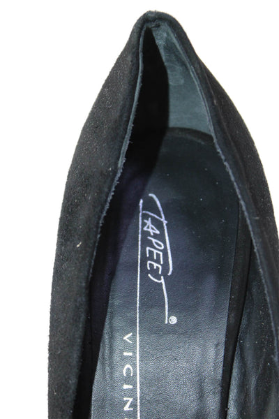 Vicini Womens Suede Blocked Heels Shoes Solid Black Size 9.5