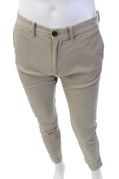 J Crew Mens Mjid Rise Flex Slim Leg Khaki Pants Beige Cotton Size 30X32