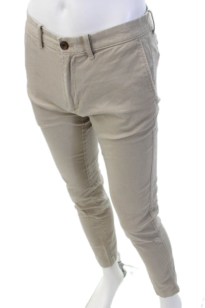 J Crew Mens Mjid Rise Flex Slim Leg Khaki Pants Beige Cotton Size 30X32